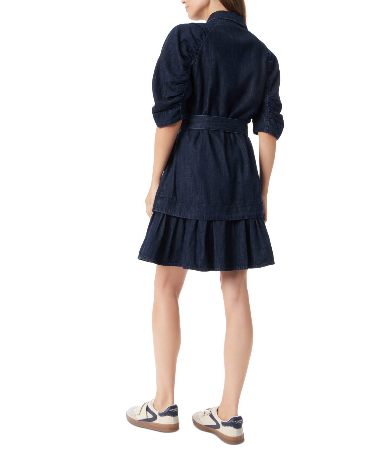 SAM EDELMAN WOMEN'S FERRY COTTON BELTED TIERED MINI DRESS 