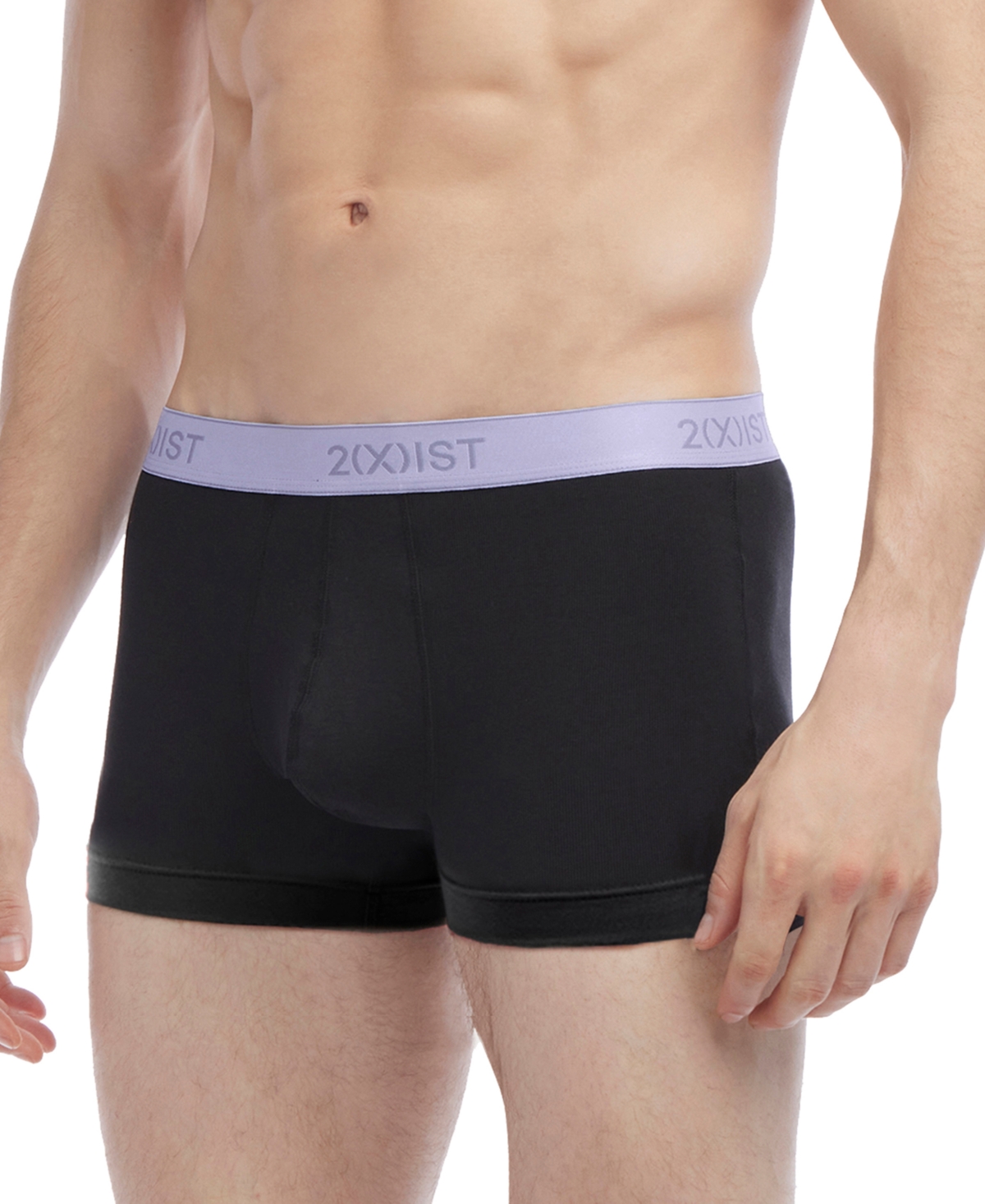2(x)ist Men's Essential No-show Trunks 3-pack In Black W,dark Olive,lavender,plum