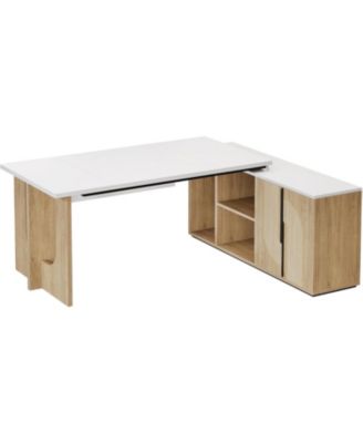 74.8" Executive Desk,  L Shaped Computer Desk with Shelves and CPU Storage, Modern Home Office Desk Business Furniture Workstation Set