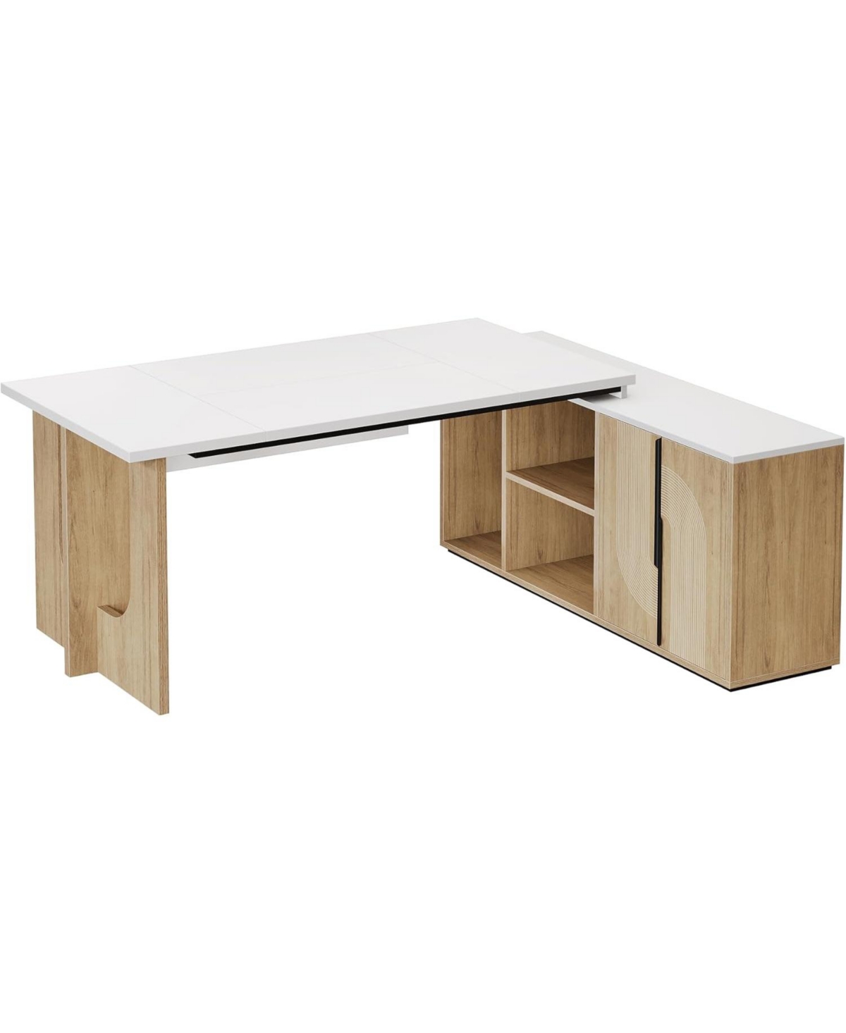 Tribesigns Executive Desk, Large Office Desk with Cabinet, L Shaped Computer Desk with Shelves and Cpu Storage, Modern Home Office Desk Business