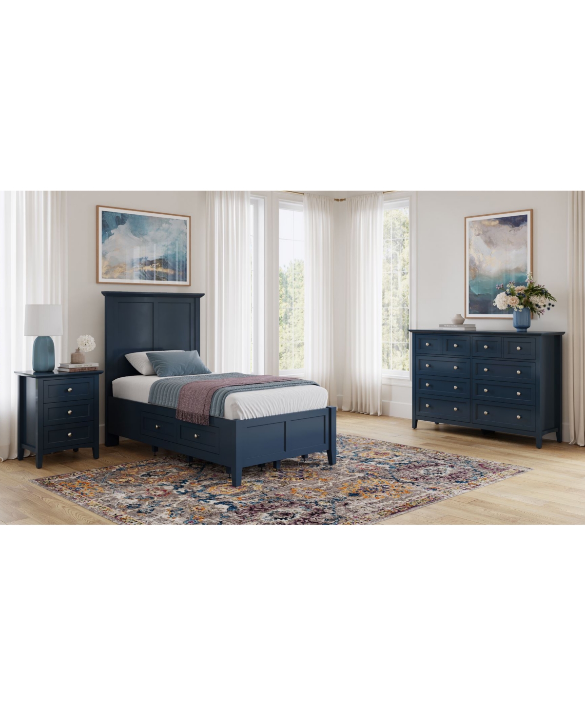 Macy's Hedworth King Storage 3-pc. Set (bed, Dresser & Nightstand) In Blue