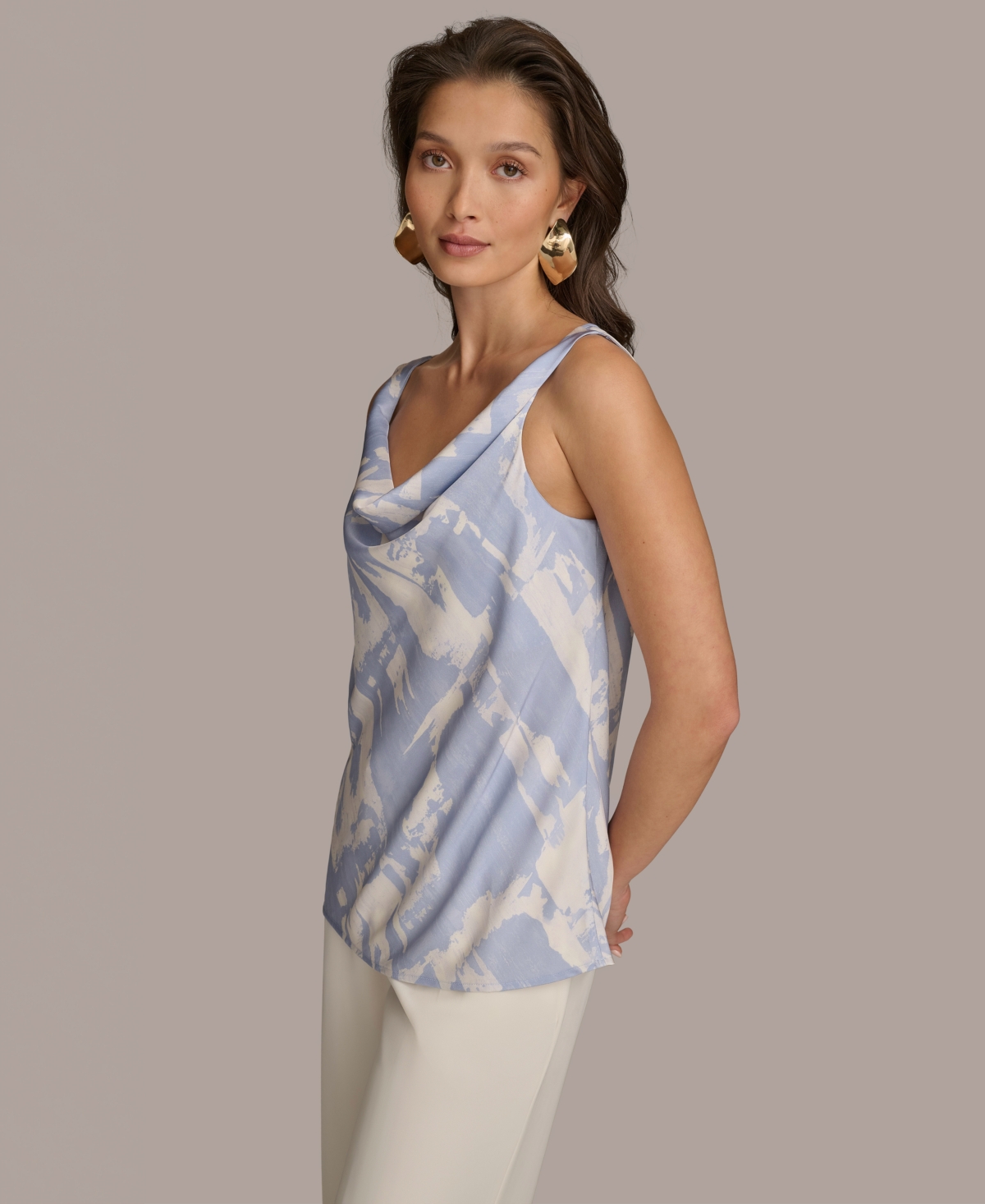 Donna Karan New York Women's Printed Cowl Neck Tank Top