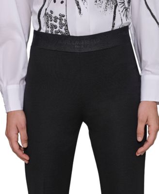 Petite Mid-Rise Logo-Waistband Pants 