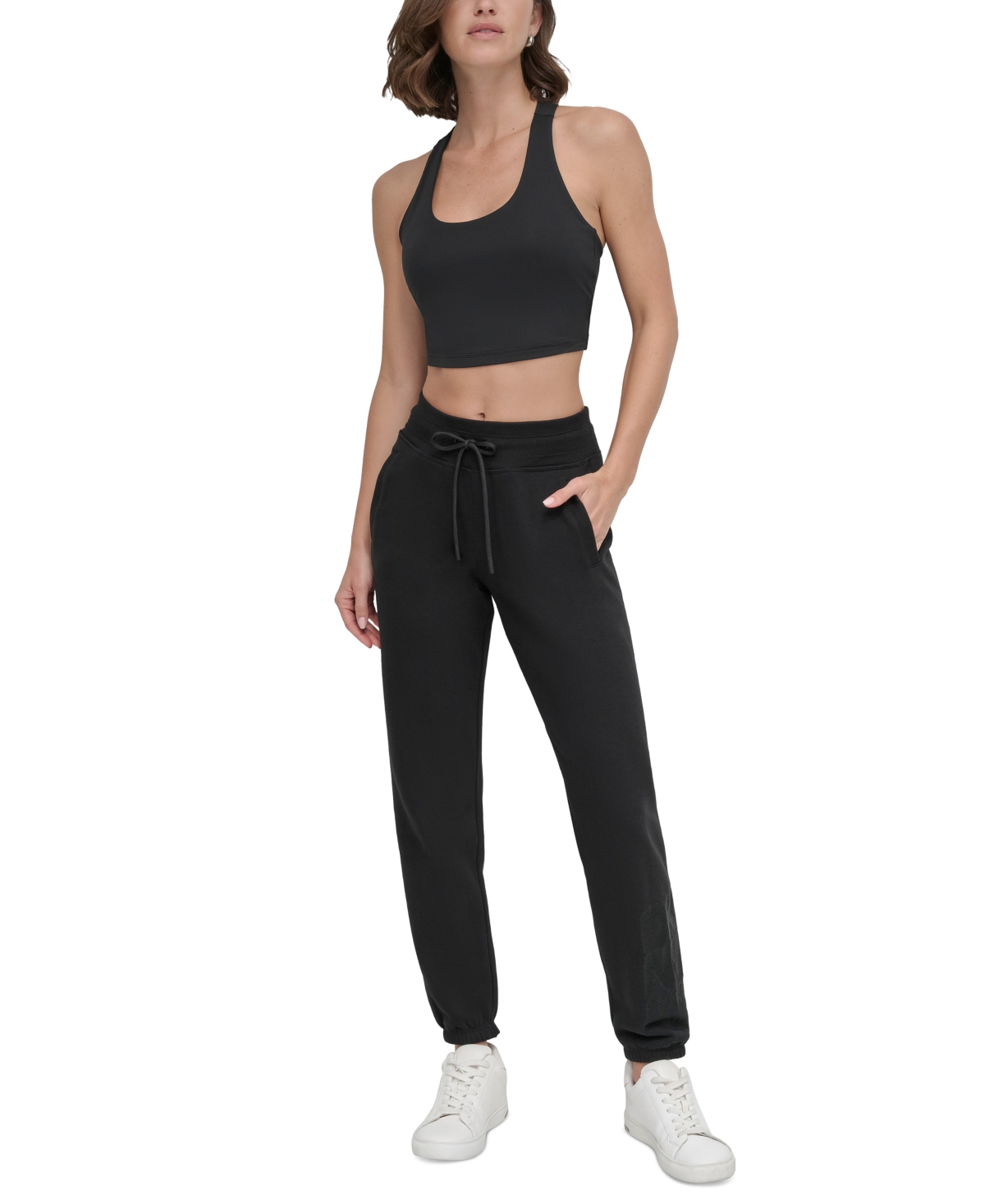 Dkny Sport Women's Embroidered-Logo Joggers -black