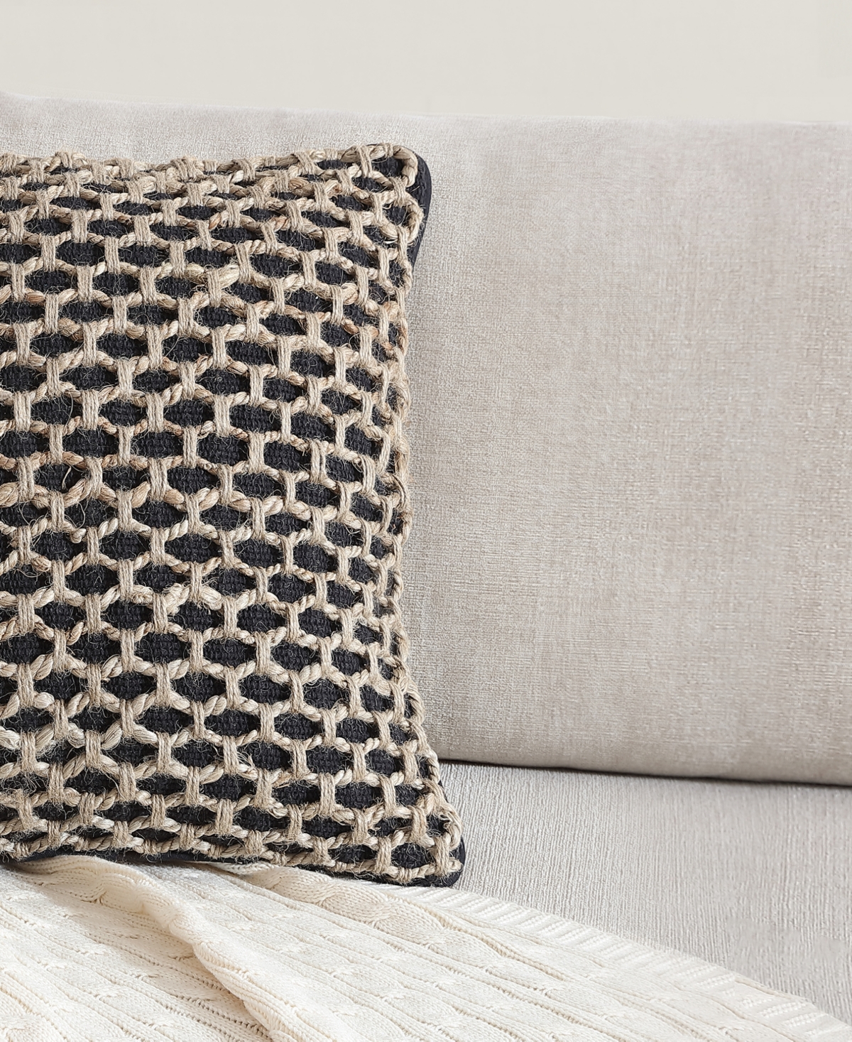 Boho Living Jada Jute Decorative Pillow, 20" X 20"