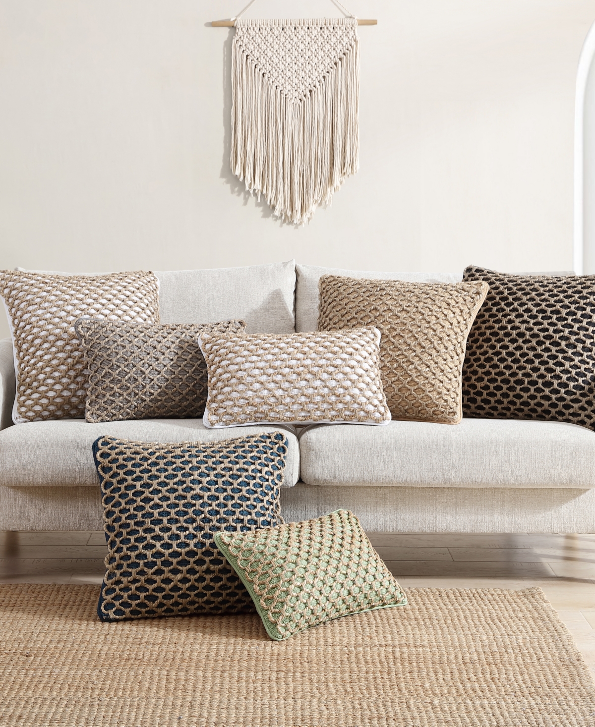 Boho Living Jada Jute Decorative Pillow, 12" X 20" In Black
