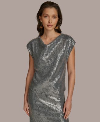 Donna Karan New York - Women's Cap Sleeve Sequin Top