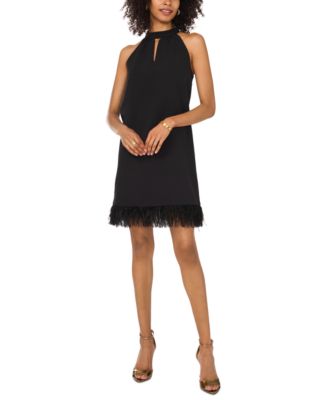 Vince Camuto - Women's Feather-Trim Halter A-Line Dress