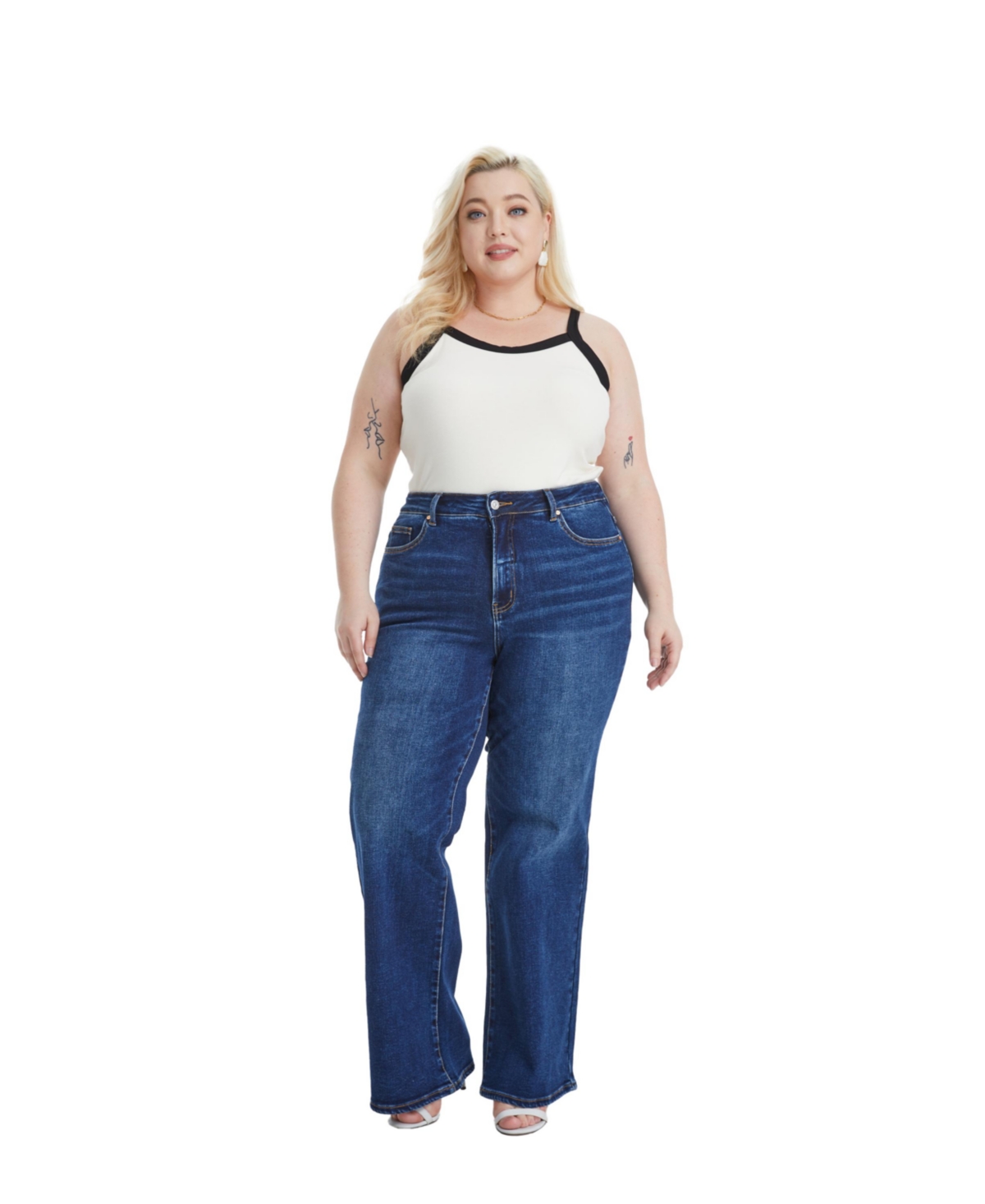 Bayeas Plus Size Linda High Rise Wide Leg Jeans