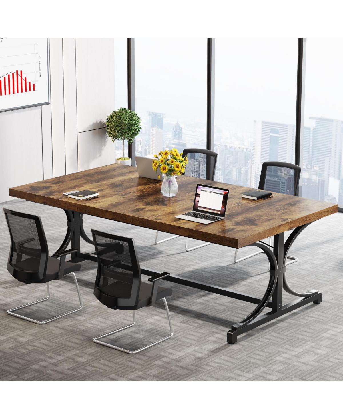 Tribesigns 62.4-Inch Executive Desk, Rectangle Office Computer Desk with Thick Wooden Tabletop and Metal Frame, Study Writing Table Workstation for Ho