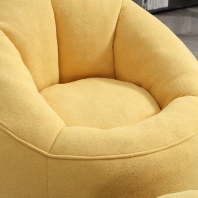 Adult Bean Bag Chair with Ottoman, Comfortable Bean Bag Couch with Armrests for Living Room