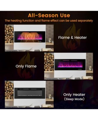 50 Inch Ultra-Thin Electric Fireplace with Decorative Crystals