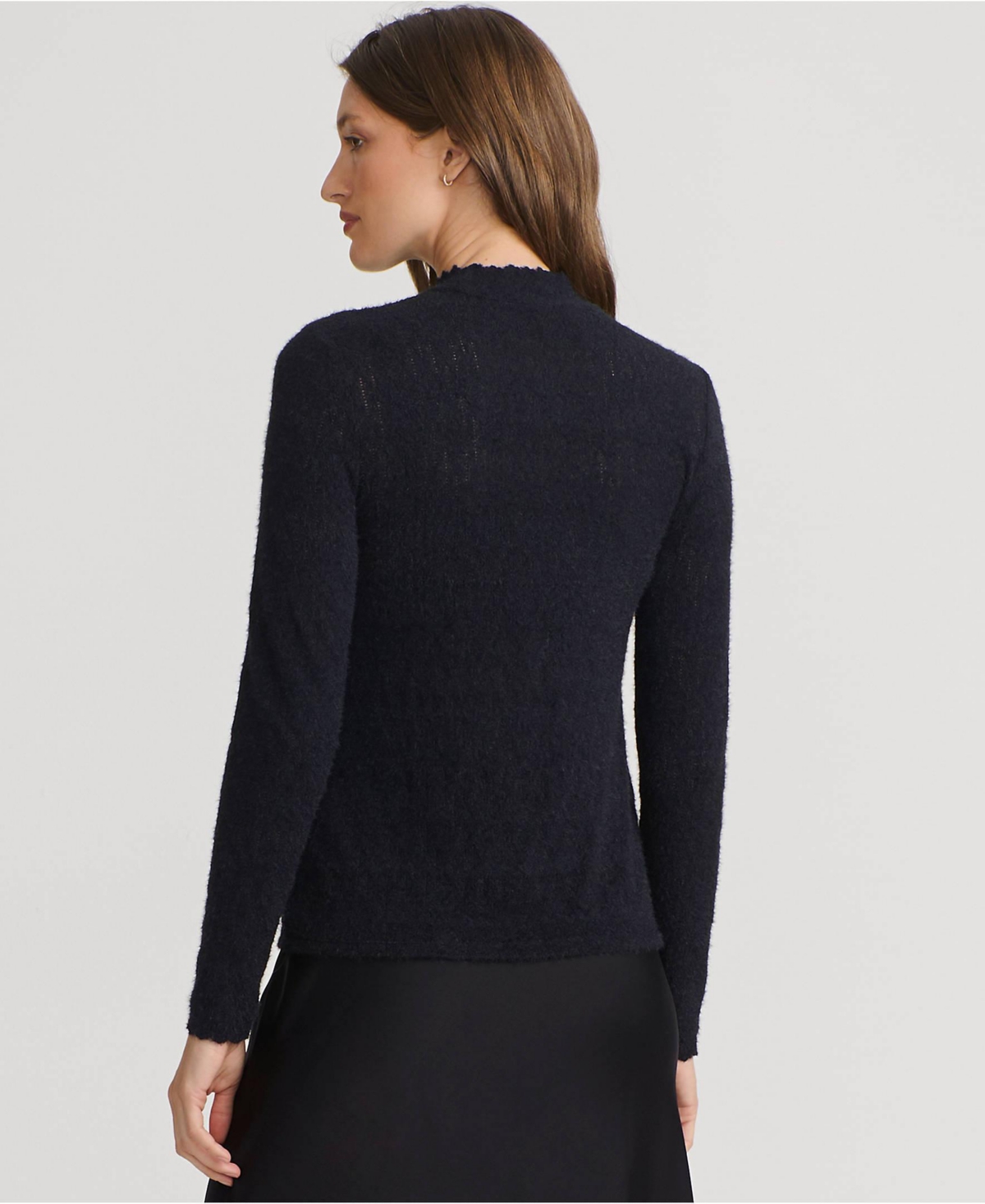 Lands' End Women's Long Sleeve Brushed Lace Mock Neck Top