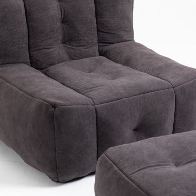 Fluffy Bean Bag Chair with Ottoman, Super Soft Lazy Sofa for Living Room-The Pop Home