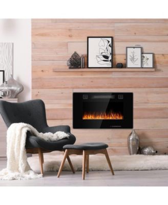 30-Inch Recessed Ultra Thin Electric Fireplace Heater with Glass Appearance