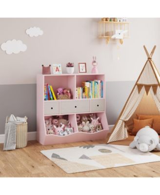 Kids Toy Storage Organizer, Kids Bookshelf with 2 Bookshelfs