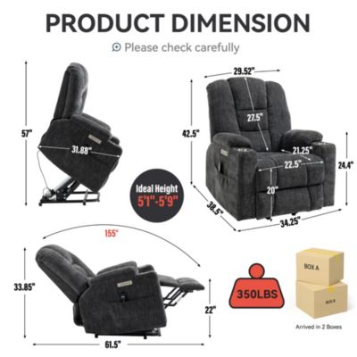 Large Power Lift Chair Recliner with Massage and Heat for Elderly