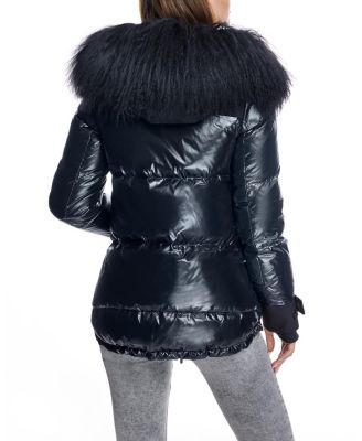 Women's Nylon Jacket with Fur Trimmed Hood