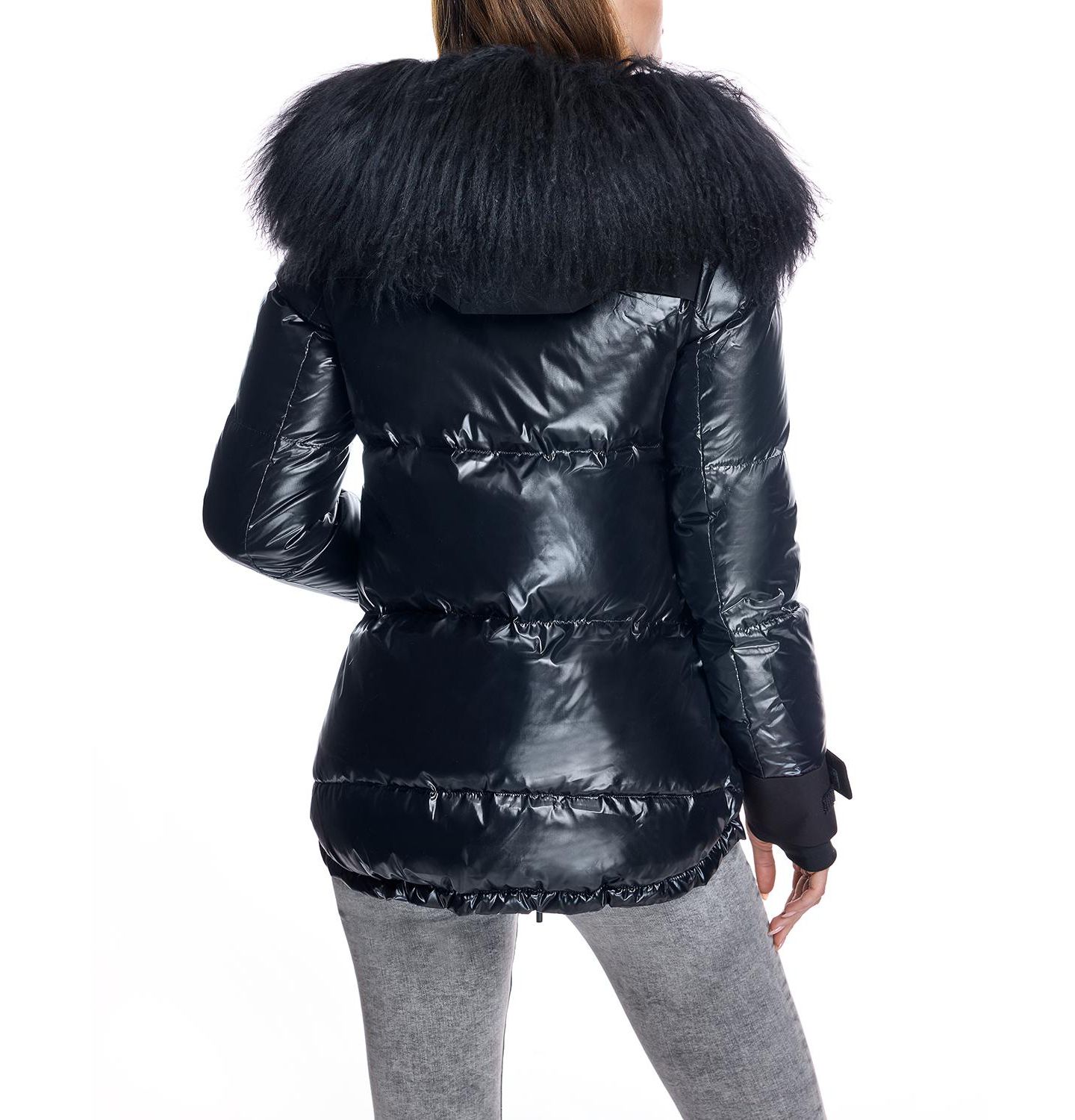 Женская куртка Julia & Stella By Maximilian Nylon Jacket with Fur Trimmed Hood, цвет: Чёрный — фото 2