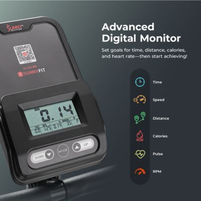 Smart 16-Level Magnetic Resistance Upright Bike, with Workout Bands & Free SunnyFit App via Bluetooth