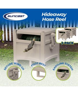 100 Ft Capacity Stationary Resin 5/8" Garden Hose Reel Hideaway (2 Pack)