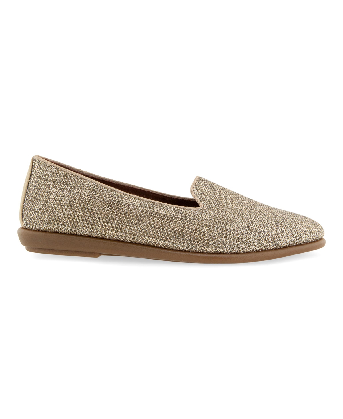 Shop Aerosoles Women's Betunia Closed Toe Flats In Soft Gold Metallic Fabric