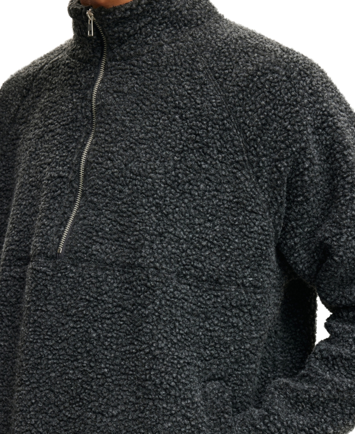 COTTON ON MEN'S TEDDY 1/2 ZIP FLEECE SWEATSHIRT 