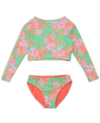 Big Girls Coastal Shells Sustainable Crop LS Rash Top Set