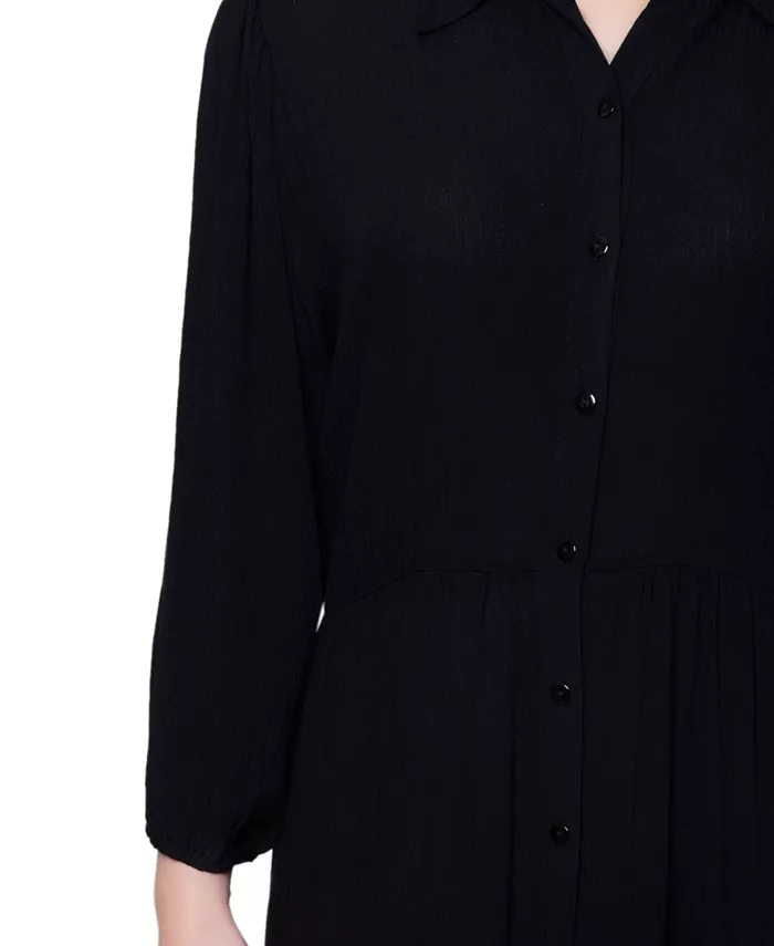 Petite 3/4 Sleeve Crinkle Tiered Maxi Dress - thumbnail 4