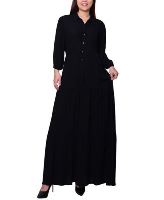Petite 3/4 Sleeve Crinkle Tiered Maxi Dress