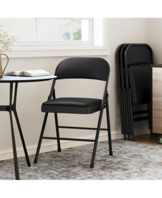 4 Pack Folding Chairs With Padded Cushion and Back, Folding Chairs for Outside, Foldable Chairs With Metal Frame Hold Up to 350 Lbs