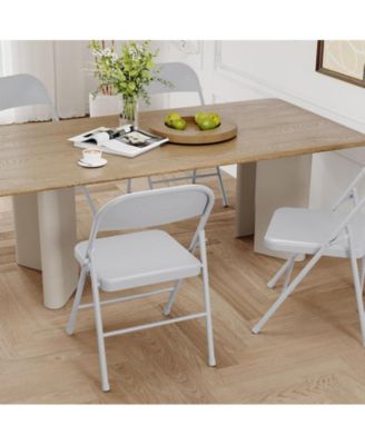 Foldable Dining Chairs Set of 4 – Metal Frame, 350 lb Capacity, Portable Orange Seats for Home, Office & Events.