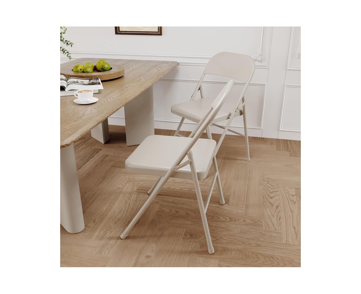 gaomon Dining Chairs Set of 4, Foldable Dining Chairs with Metal Frame Hold Up to 350 Pounds, Portable Orange Kitchen Chair Suitable for Dining Room