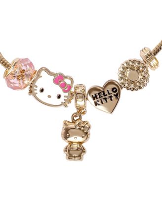 Sanrio 7'' Fashion Charm Bead Bracelet with Pink and Gold Tone Enamel Beads