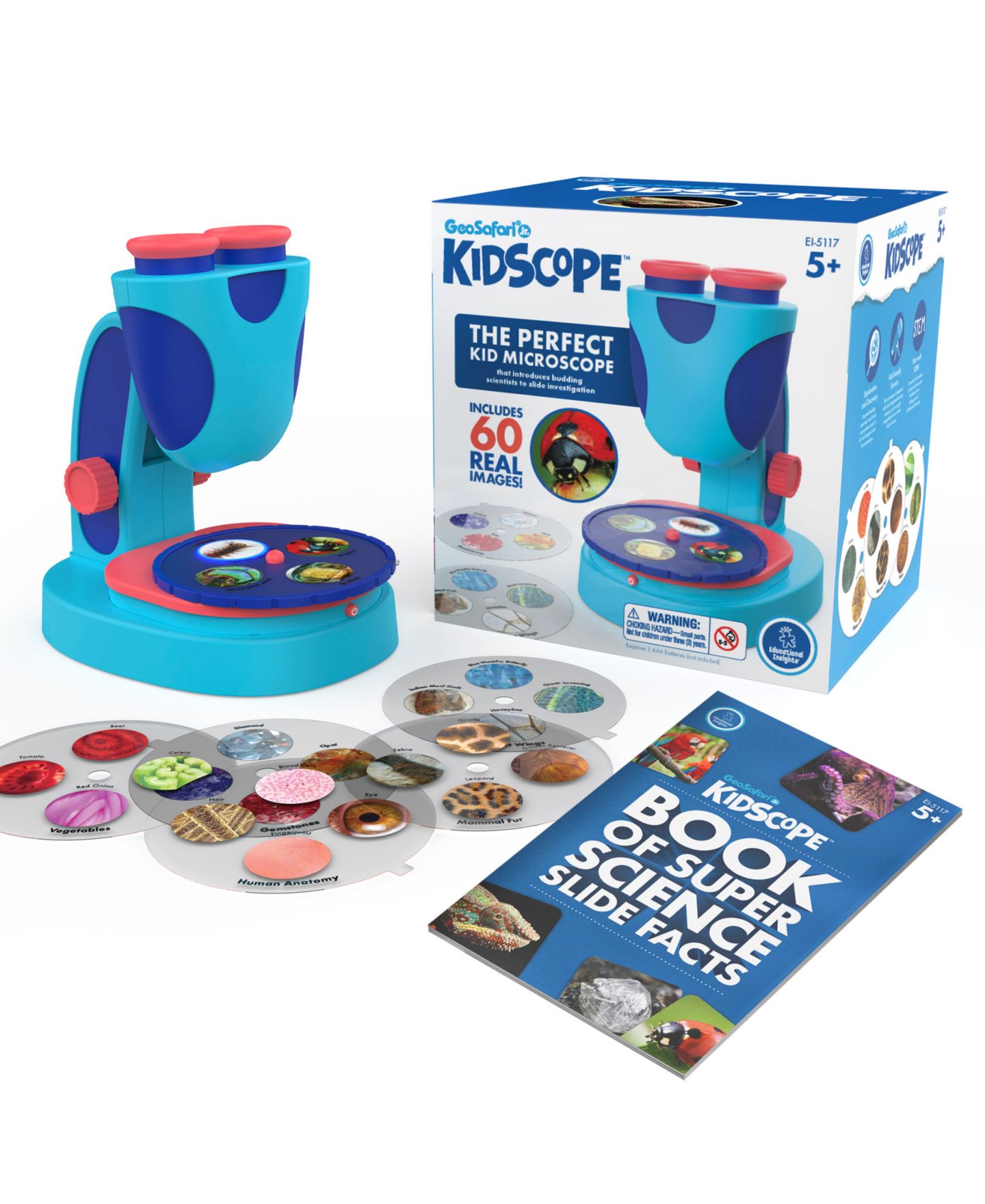 Детские игрушки Educational Insights Kidscope 3x Magnification Microscope with 15 Printed Slides and LED Light, Ages 5+ — фото 1