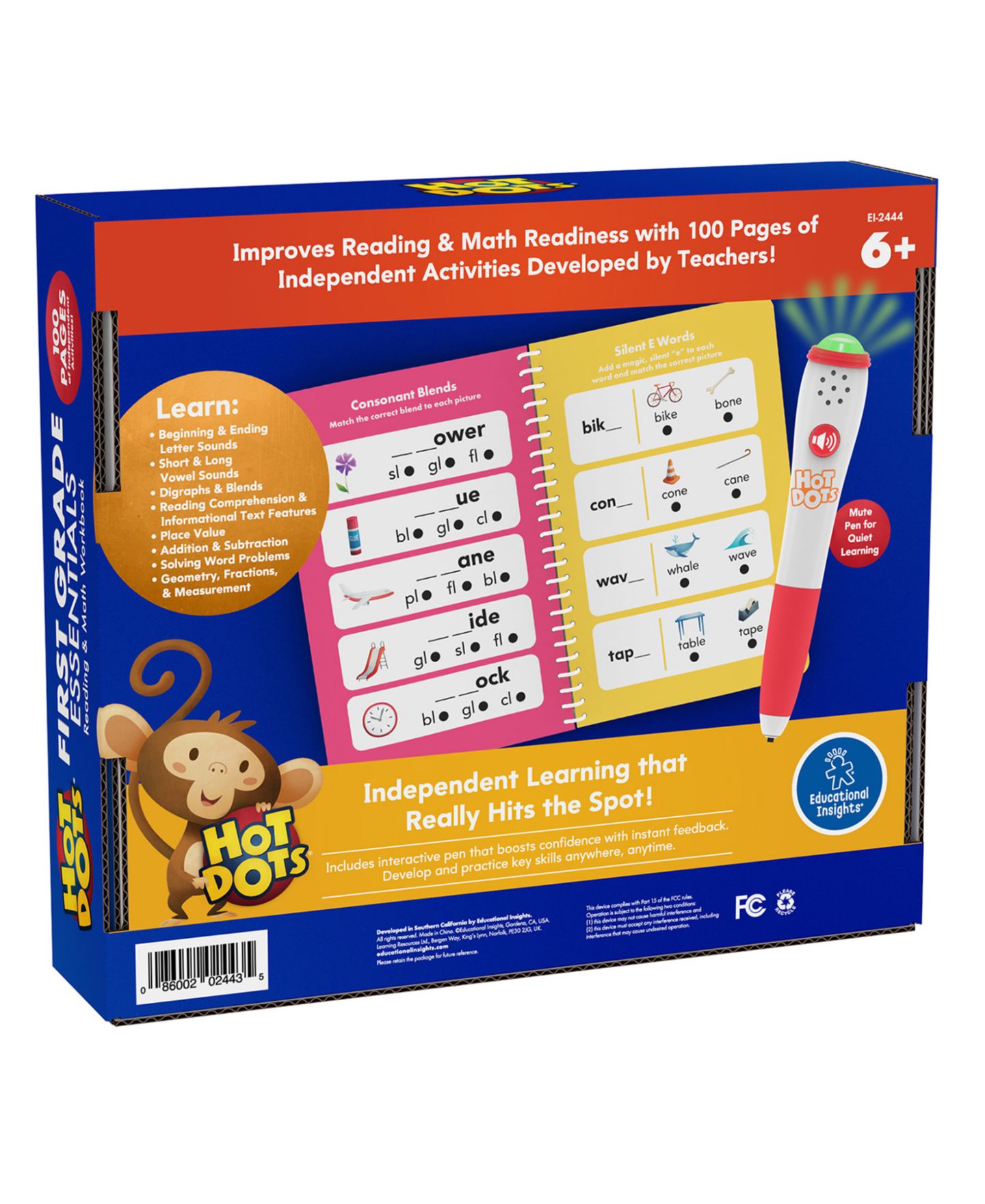 Детская игрушка Educational Insights Hot Dots Reading and Math Interactive Workbook, Ages 6+ — фото 2