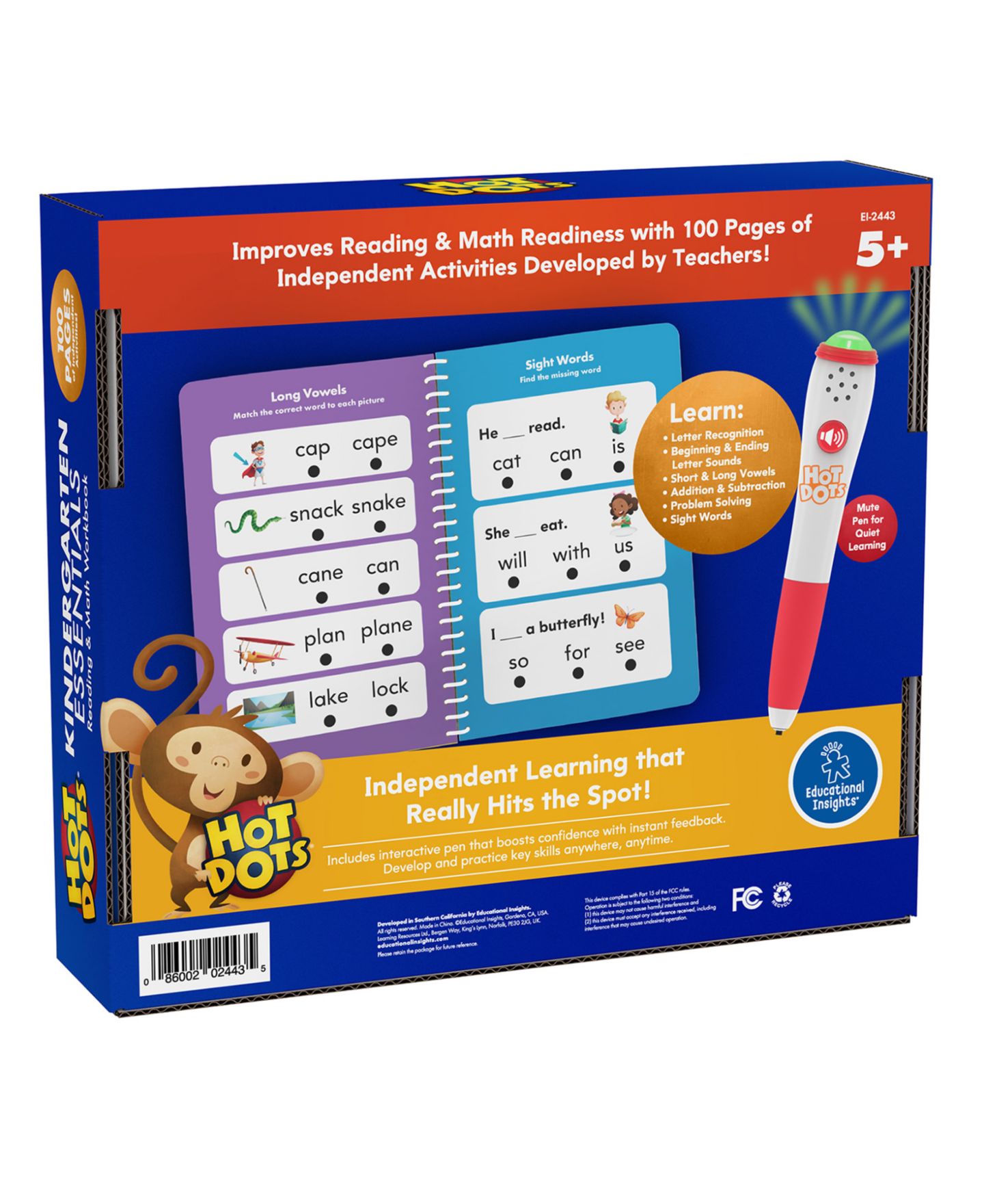 Детские игрушки Educational Insights Hot Dots Kindergarten Essentials Reading and Math 2-Piece Interactive Book, Ages 5+ — фото 2