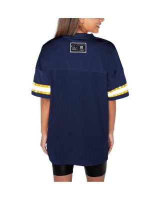 Women's Navy Michigan Wolverines Until Kickoff Rhinestone Fashion T-Shirt