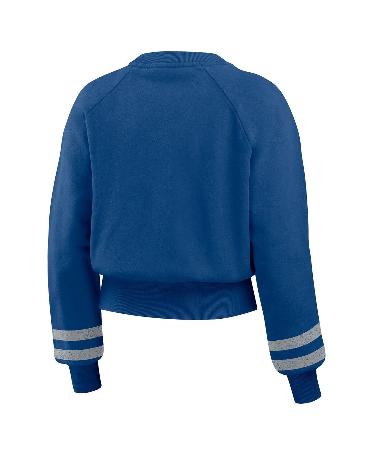 Wear By Erin Andrews Women's Royal Los Angeles Dodgers Vintage Washed Cropped Pullover Sweatshirt In Royal