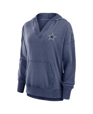 Women's Heather Navy Dallas Cowboys Initiative Snow Wash French Terry V-Neck Pullover Hoodie