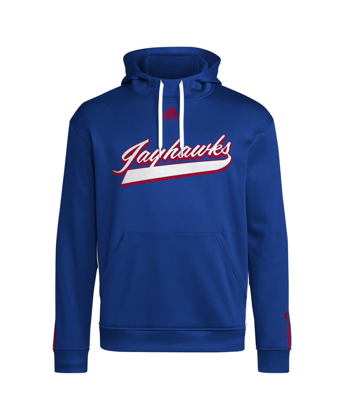 Adidas Men'sKansas Jayhawks 2024 Sideline Travel Pullover Hoodie - Royal