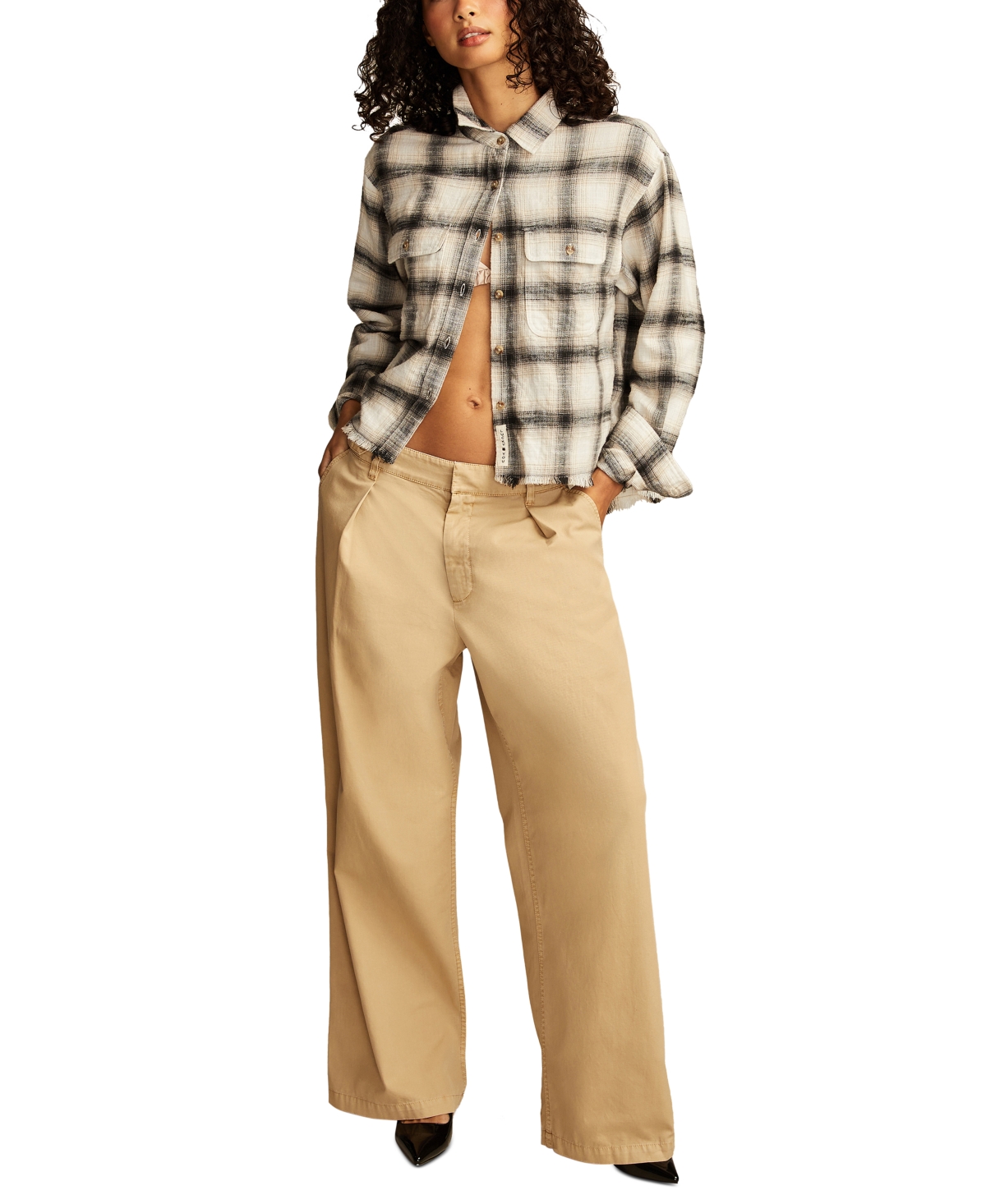 LUCKY BRAND WOMEN'S WIDE-LEG PLEATED-WAIST PANTS 