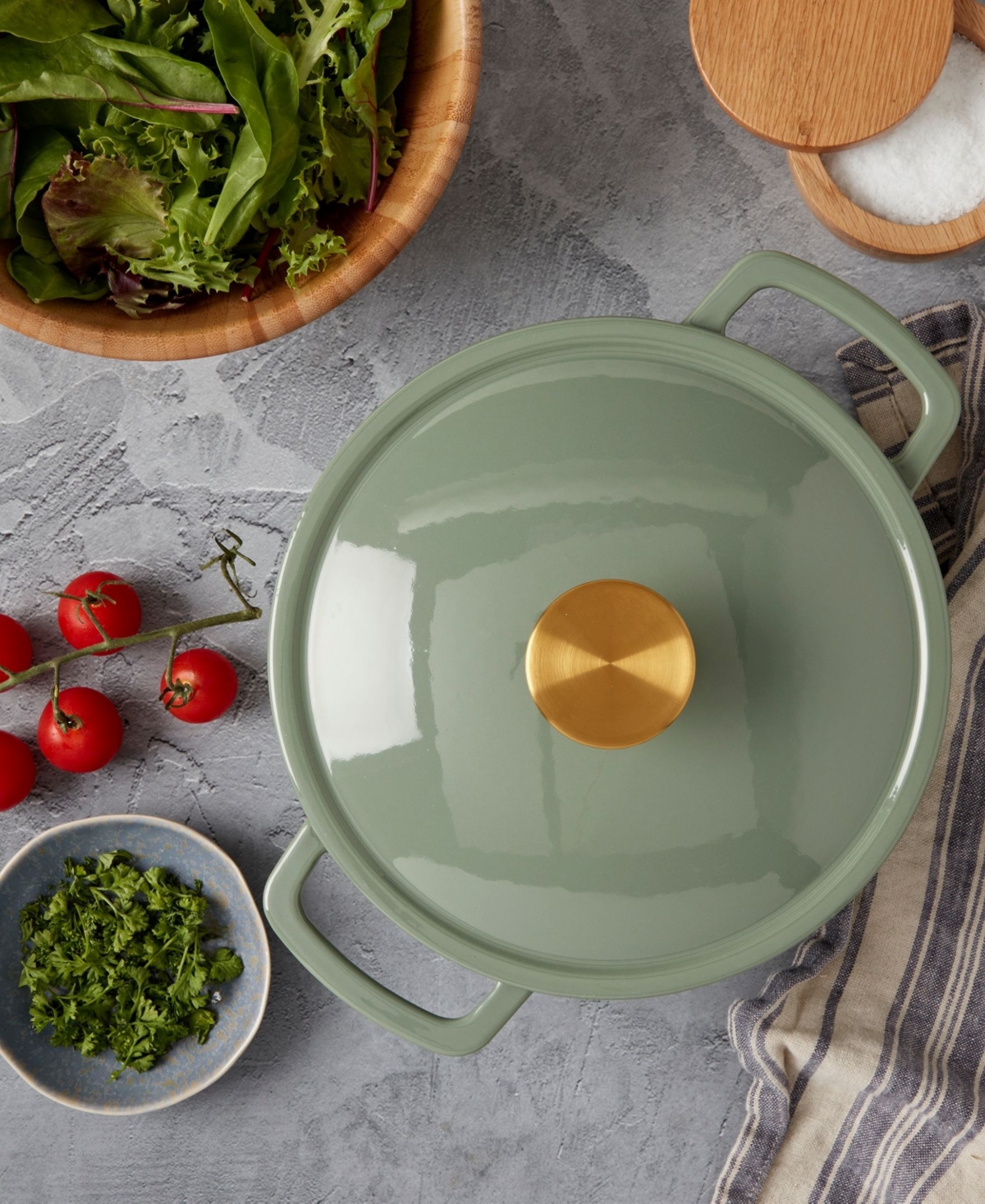 Smith And Clark Sage Green 3-quart Enameled Cast Iron Dutch Oven In Sage