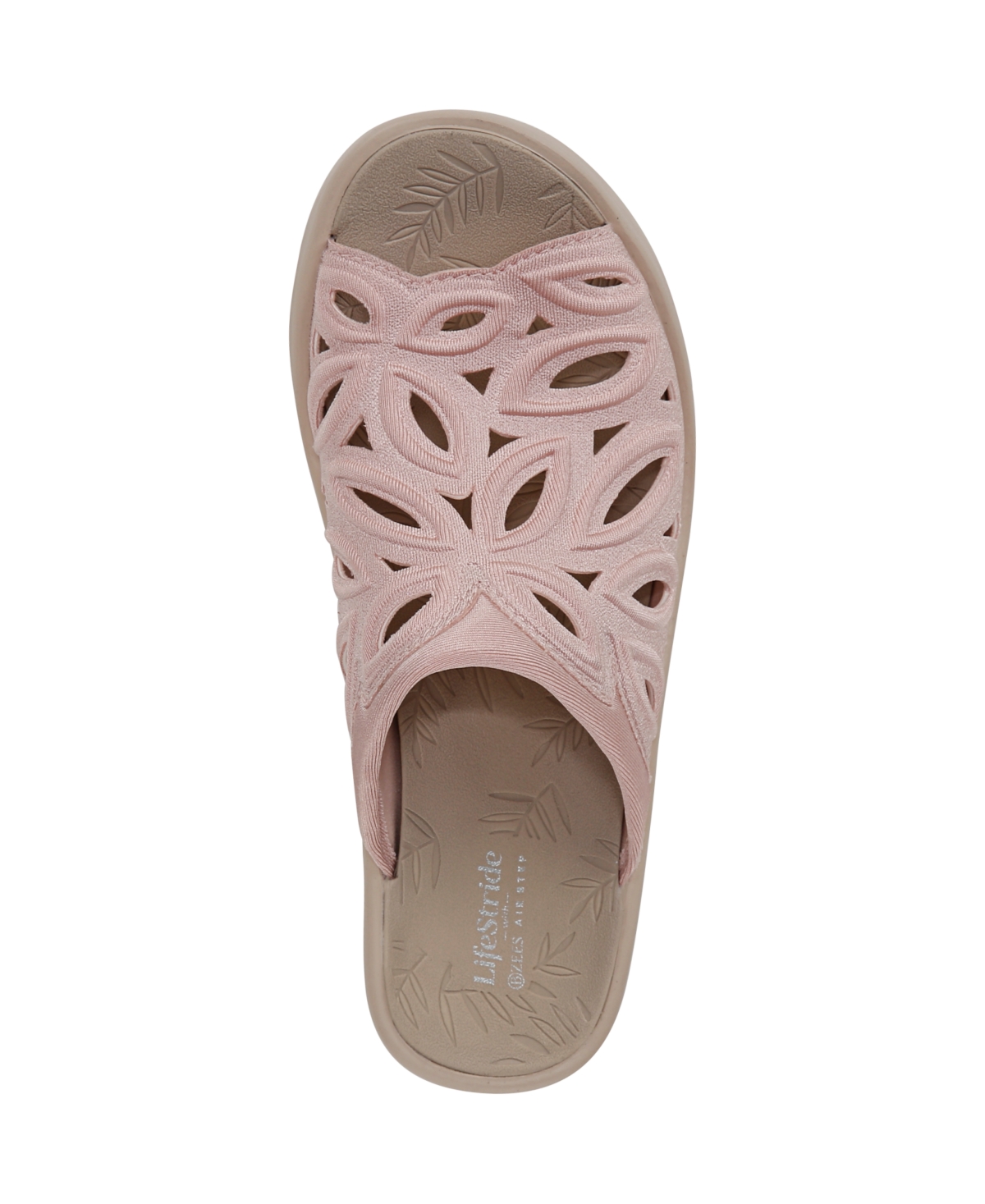 Bzees Women's Susie Washable Slide Wedge Sandals In Blush Shimmer Lycra Fabric