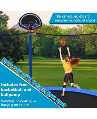 15FT Outdoor Large Trampoline Safety Enclosure Net w/ Basketball Hoop Ladder
