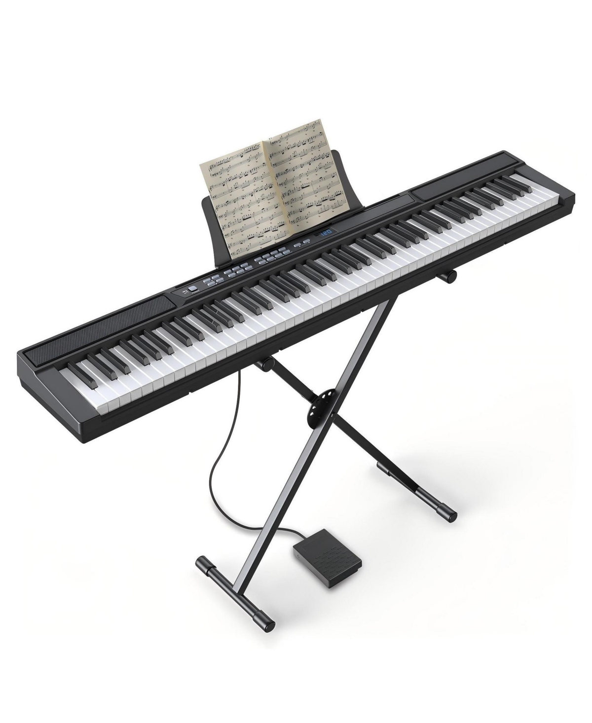 Skonyon 88 Key Electric Digital Piano Keyboard with Stand, Sustain Pedal & Music Rest