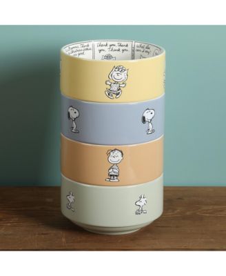 Peanuts Snoopy Bonbon Bites 4-Piece 5.5" Decorated Stoneware Ceramic Stackable Bowl Set – Bowl Set