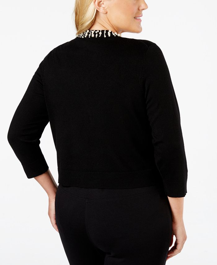 Calvin Klein Plus Size Bead-Trim Knit Shrug - Macy's