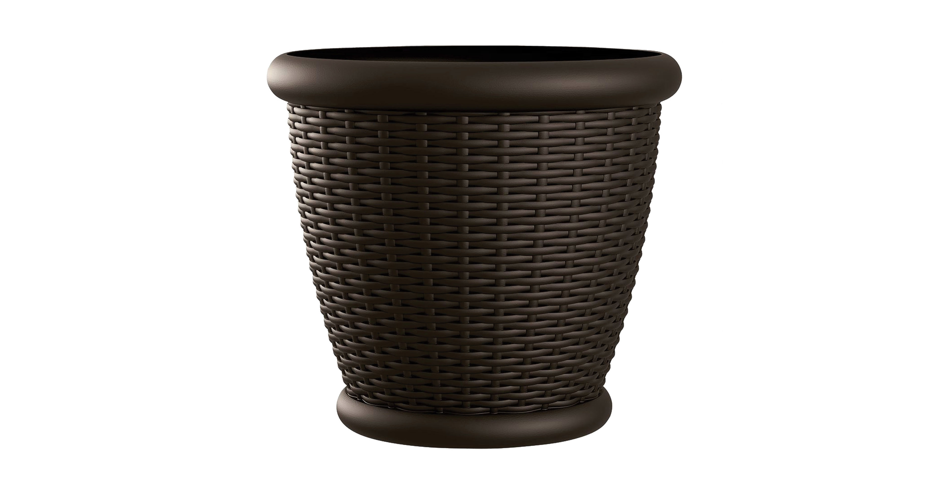 Suncast Willow 18 Inch Diameter Resin Decorative Wicker Patio Planter Pot, Java