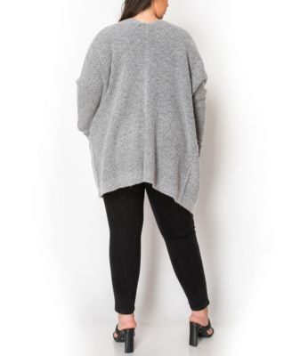 Plus Size Marled Knit Pocket Cardigan Sweater